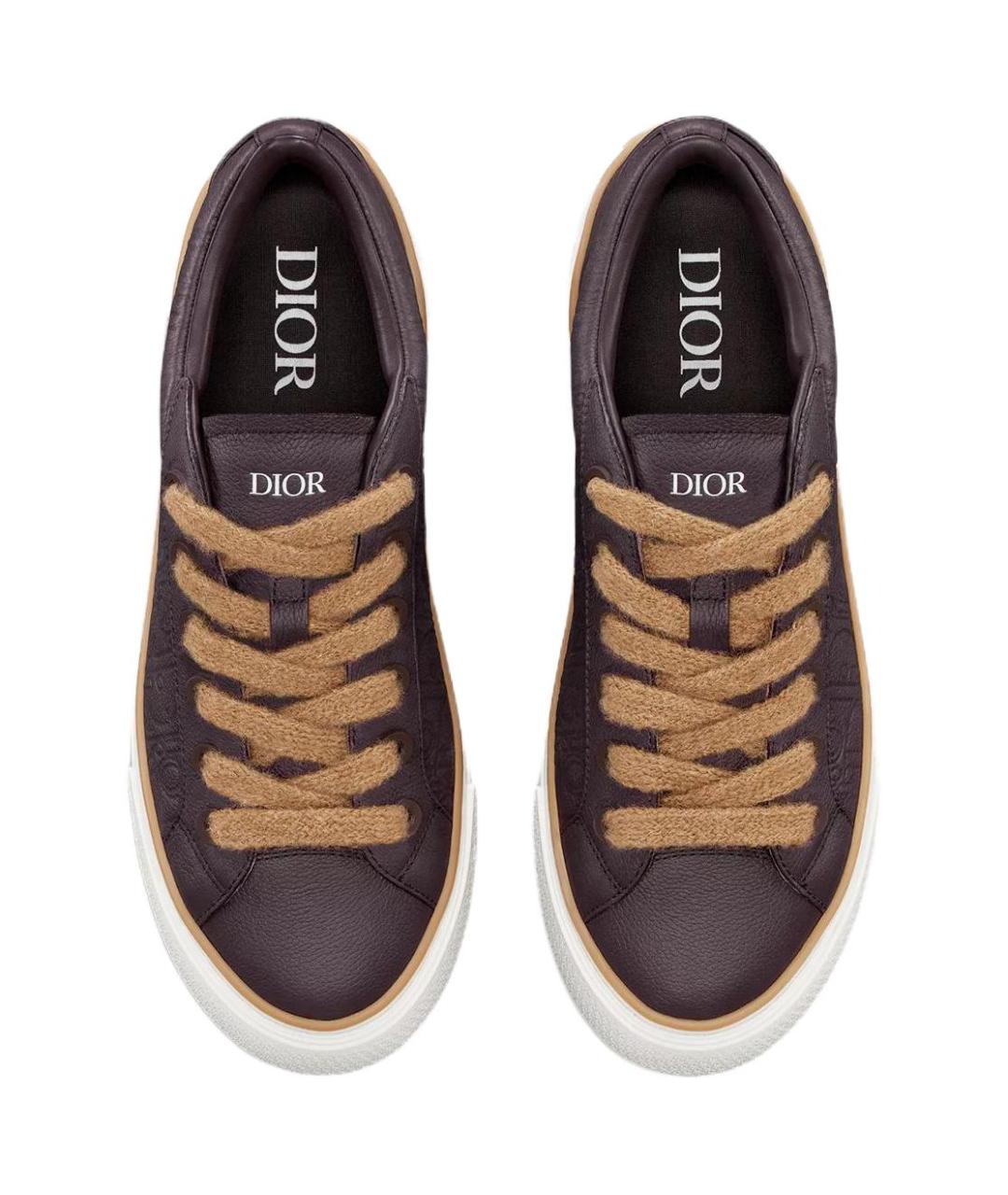 CHRISTIAN DIOR Бордовые кожаные низкие кроссовки / кеды, фото 5