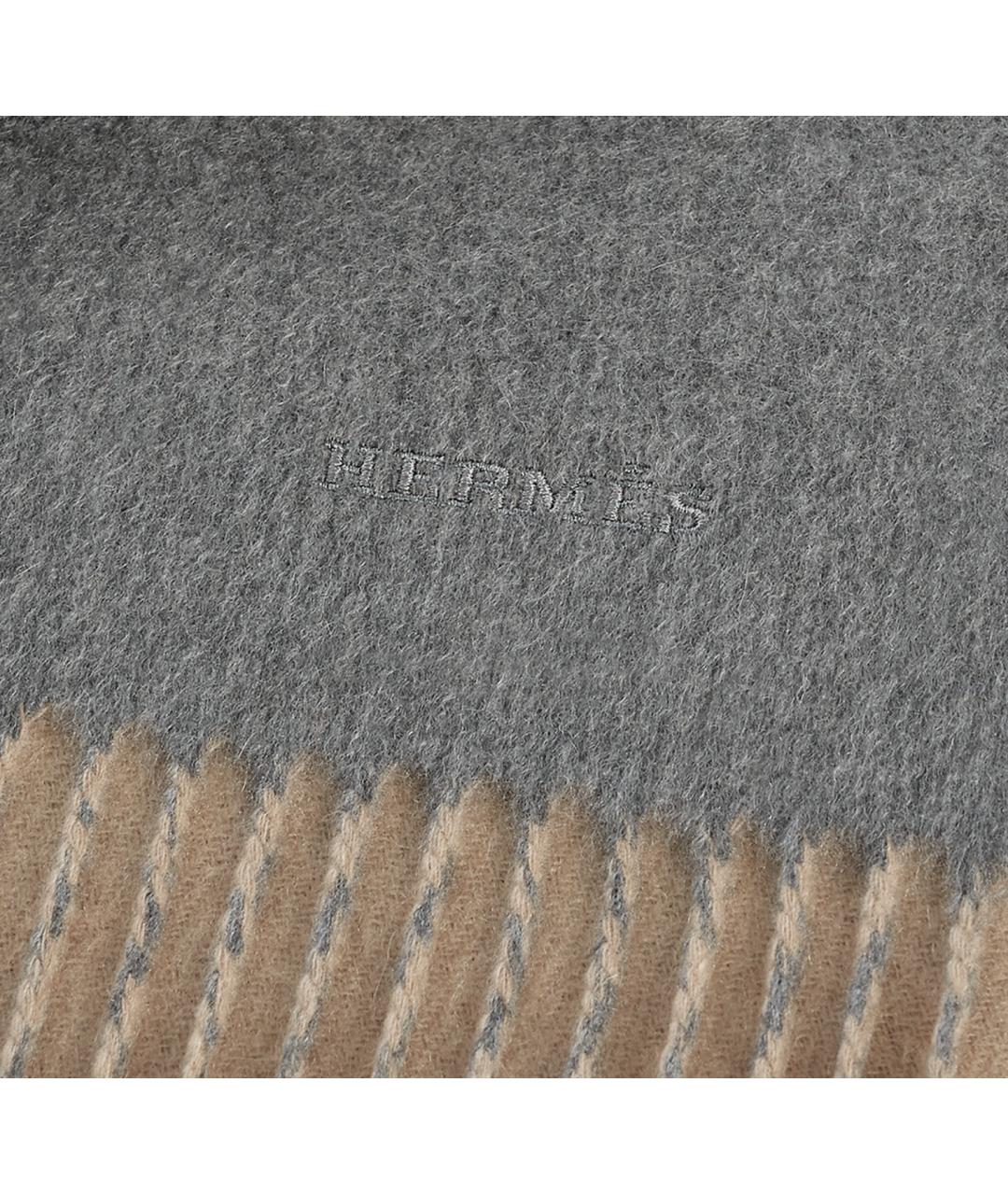 HERMES Бежевый кашемировый шарф, фото 3