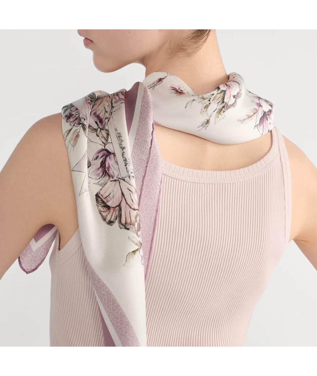 CHRISTIAN DIOR Розовый шелковый шарф, фото 3