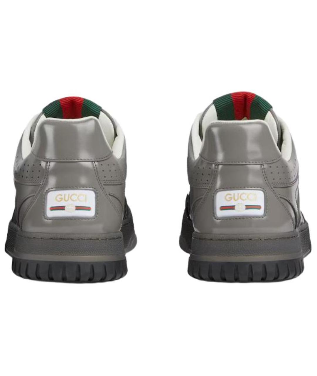 GUCCI Серые кожаные низкие кроссовки / кеды, фото 5