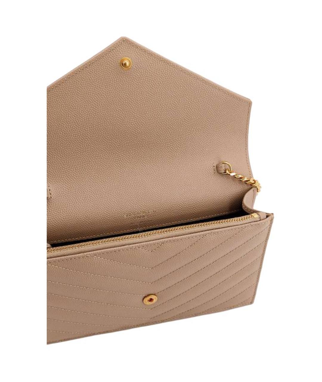 SAINT LAURENT Бежевая кожаная сумка через плечо, фото 4