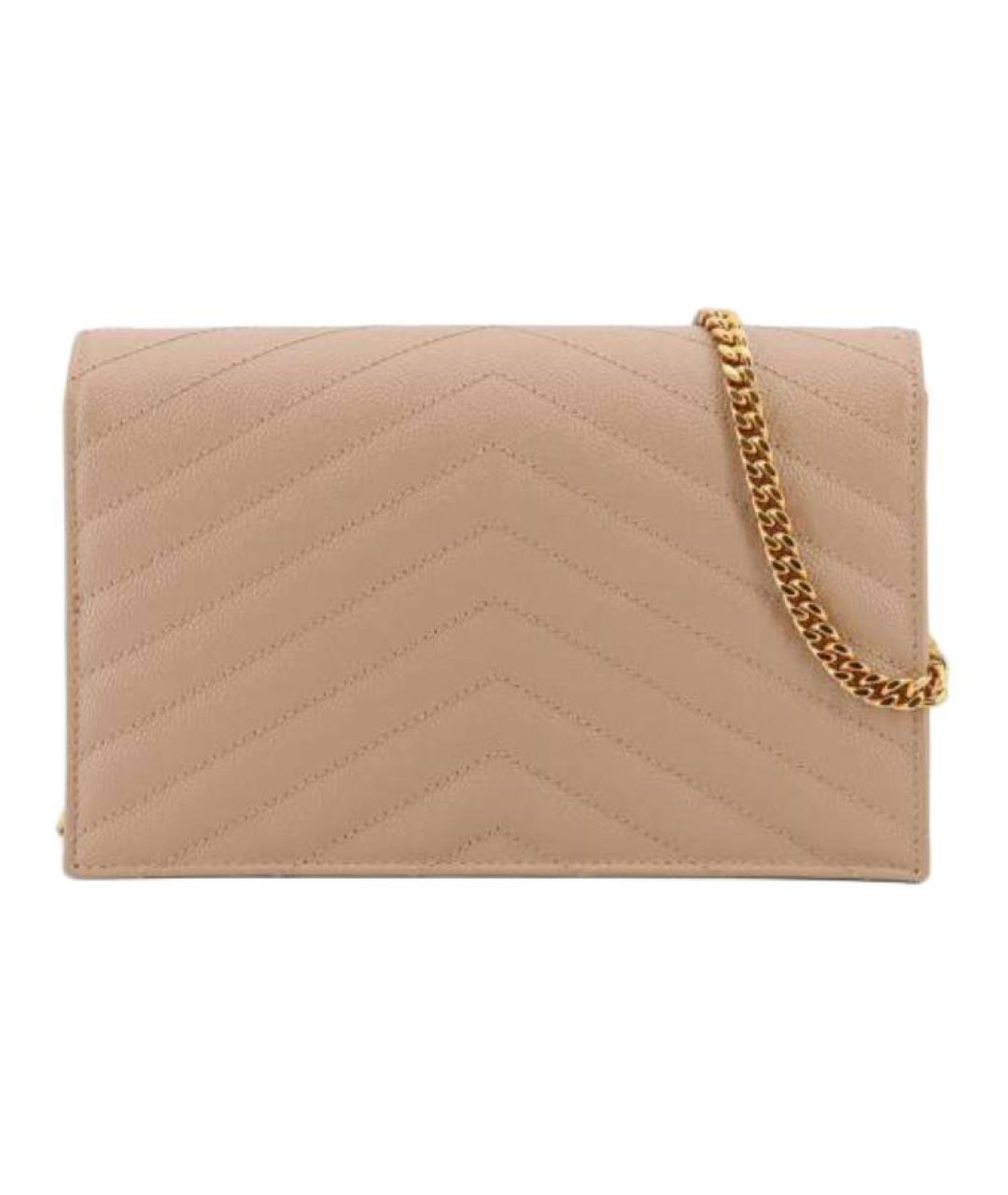 SAINT LAURENT Бежевая кожаная сумка через плечо, фото 3