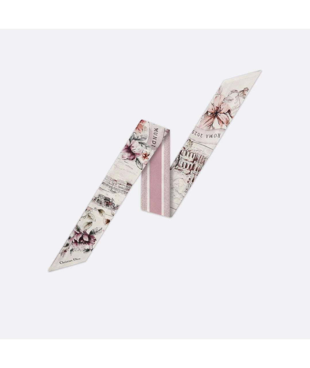 CHRISTIAN DIOR Розовый шелковый шарф, фото 3