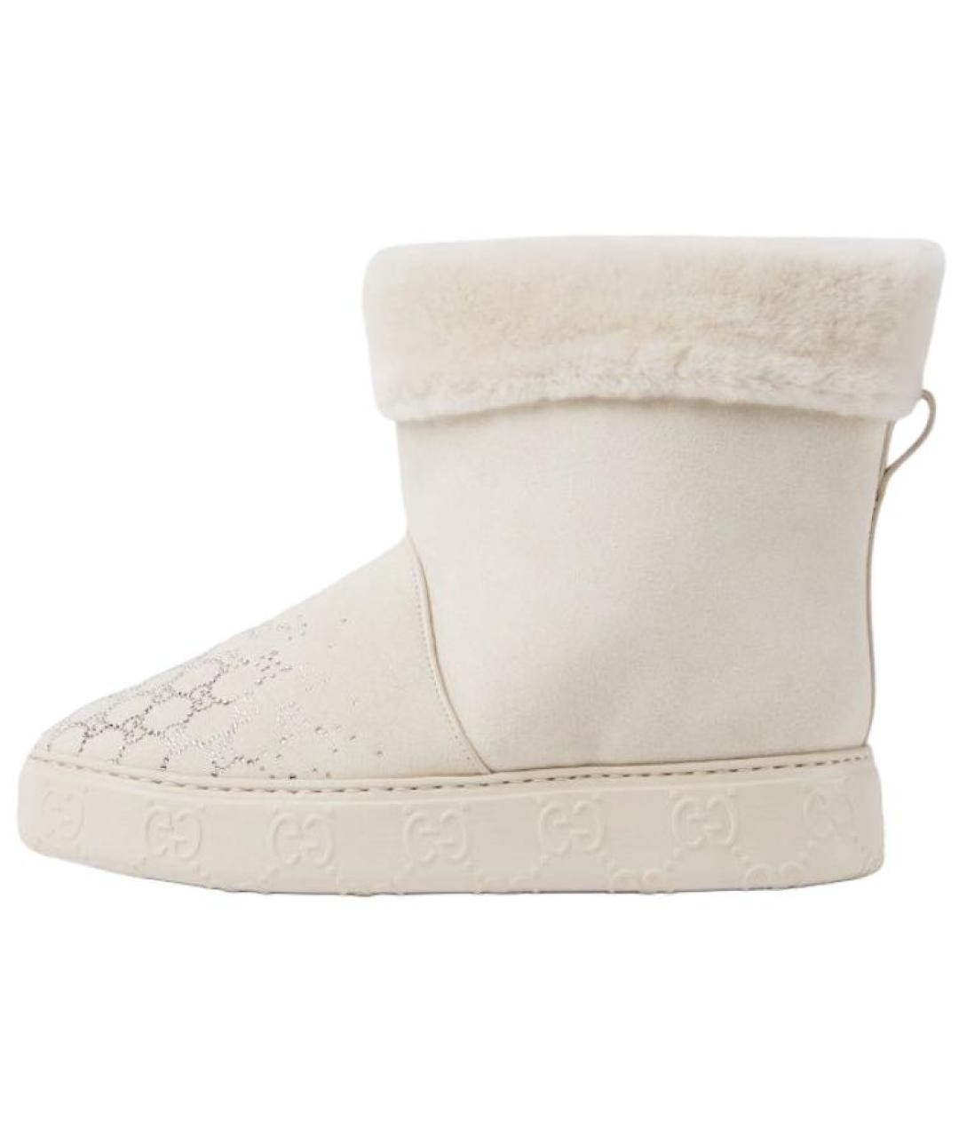 GUCCI Белые замшевые ботинки, фото 2