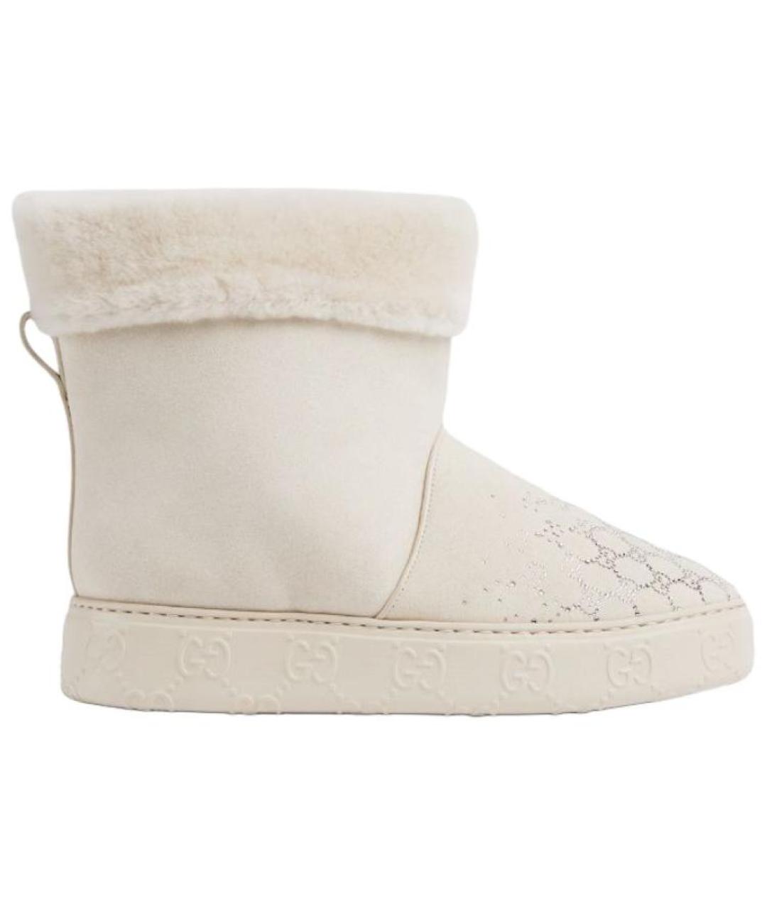 GUCCI Белые замшевые ботинки, фото 1