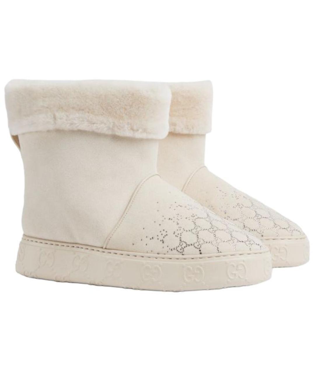 GUCCI Белые замшевые ботинки, фото 3