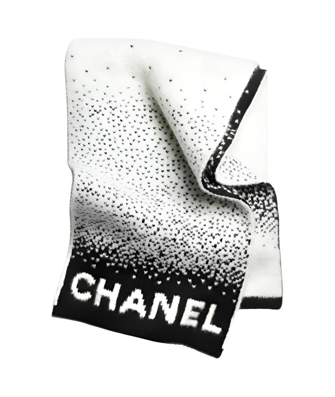 CHANEL Белый шерстяной шарф, фото 1