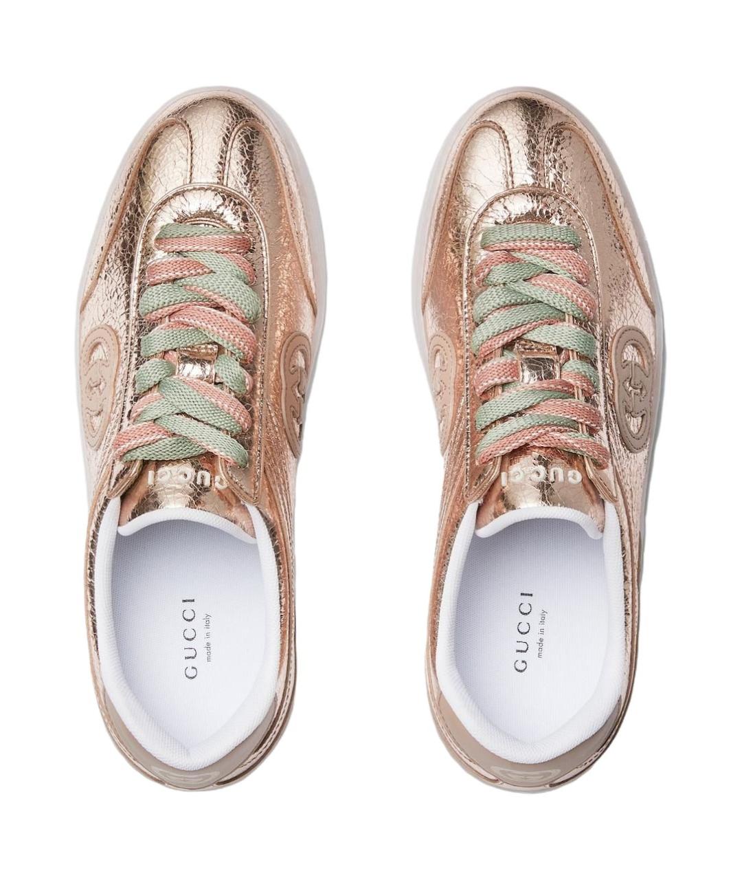 GUCCI Розовые кожаные кроссовки, фото 4