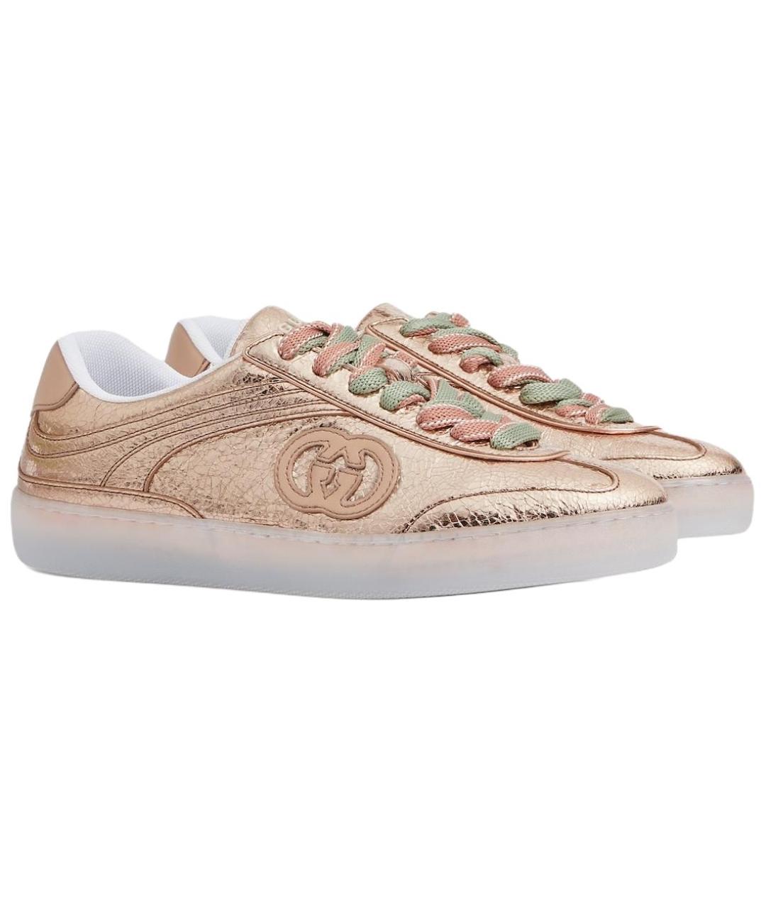 GUCCI Розовые кожаные кроссовки, фото 3