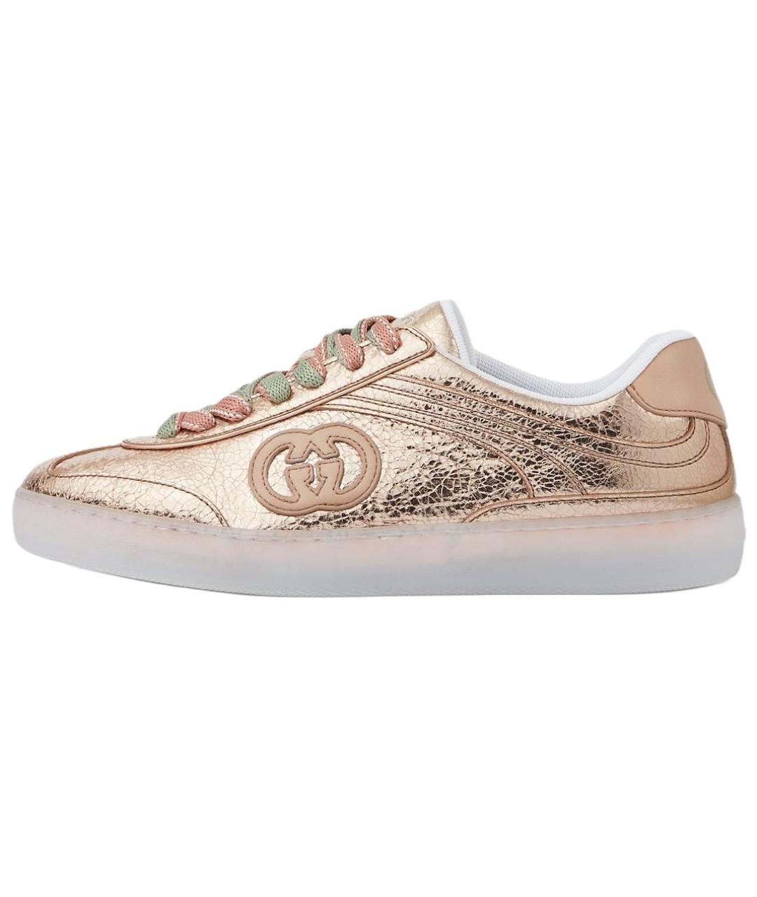 GUCCI Розовые кожаные кроссовки, фото 2