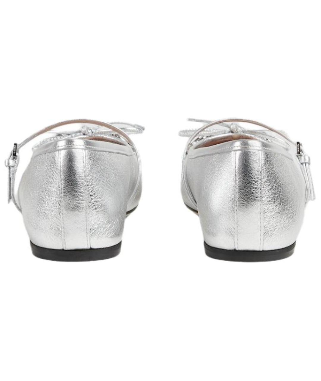 GUCCI Серебряные кожаные балетки, фото 4