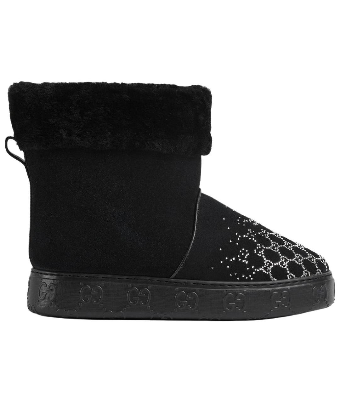 GUCCI Черные нубуковые ботинки, фото 1