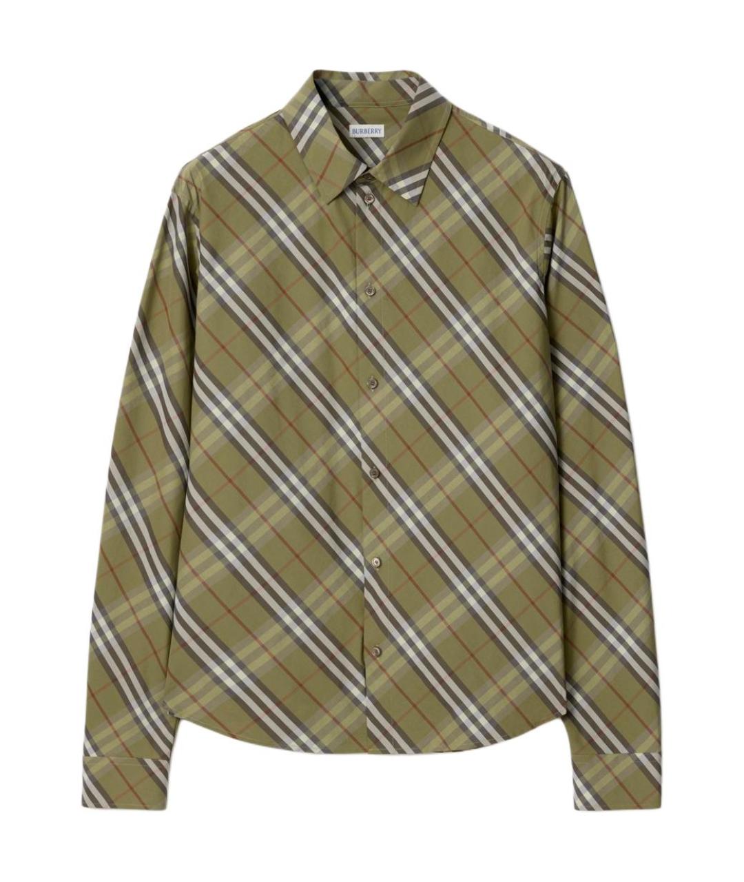 BURBERRY Хаки хлопковая кэжуал рубашка, фото 1