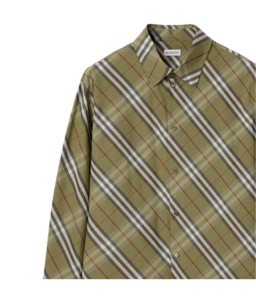 BURBERRY Хаки хлопковая кэжуал рубашка, фото 4