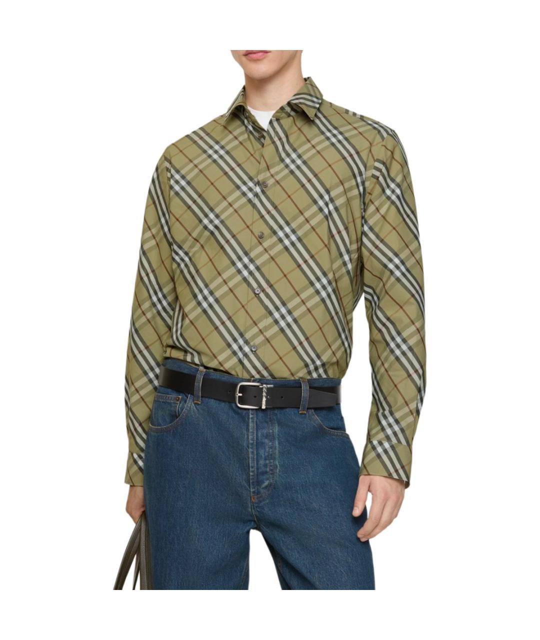 BURBERRY Хаки хлопковая кэжуал рубашка, фото 2