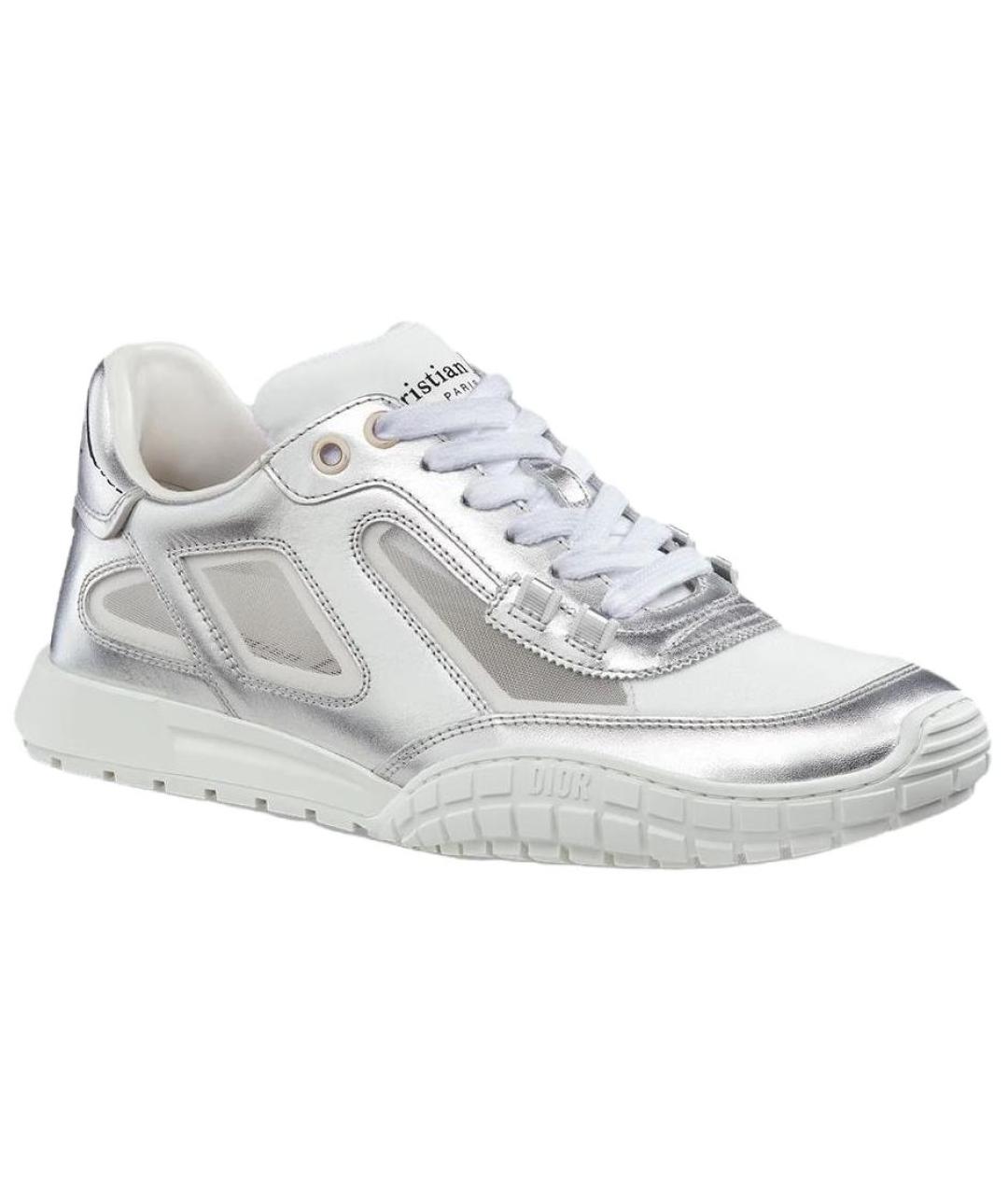 CHRISTIAN DIOR Серебряные кожаные кроссовки, фото 3