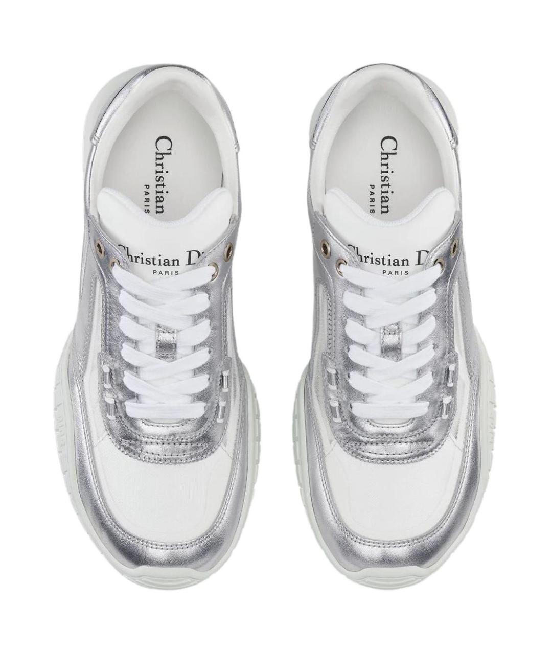 CHRISTIAN DIOR Серебряные кожаные кроссовки, фото 4