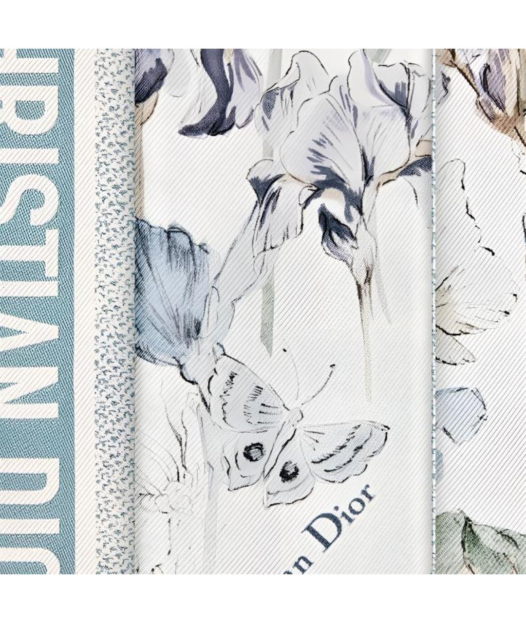 CHRISTIAN DIOR Голубой шелковый шарф, фото 3