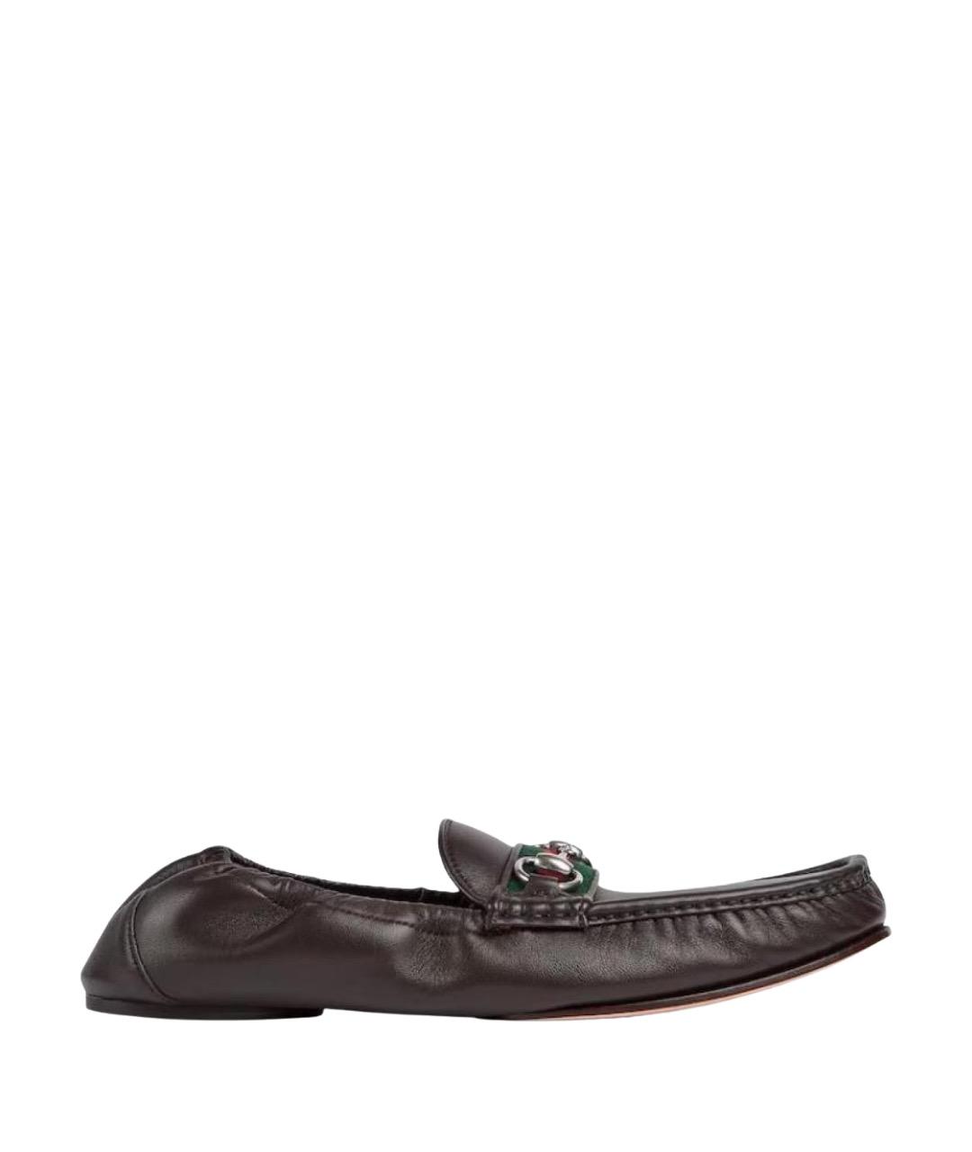 GUCCI Коричневые кожаные лоферы, фото 1