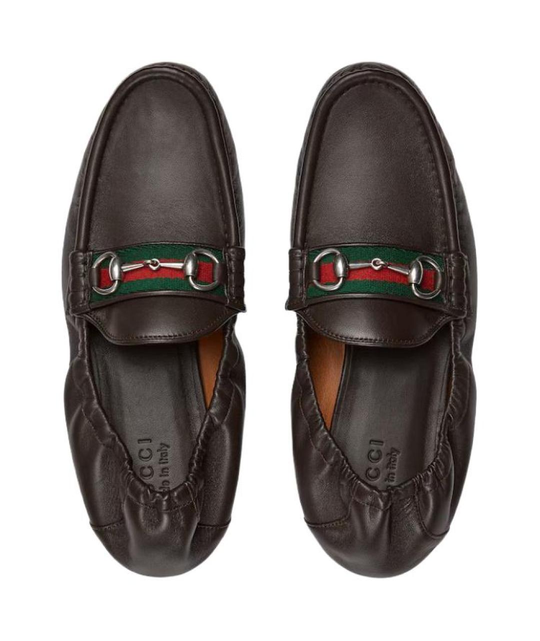 GUCCI Коричневые кожаные лоферы, фото 4