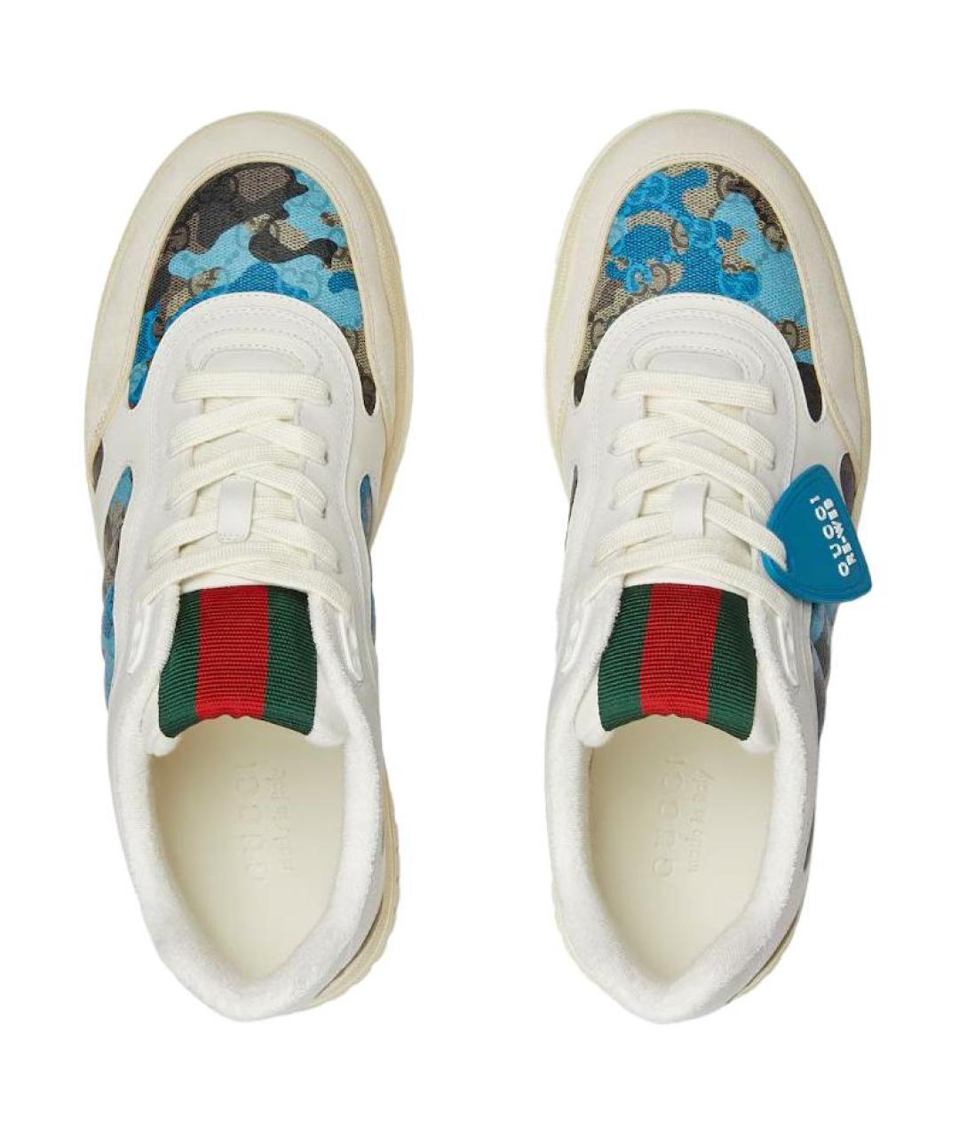 GUCCI Белые кожаные низкие кроссовки / кеды, фото 3