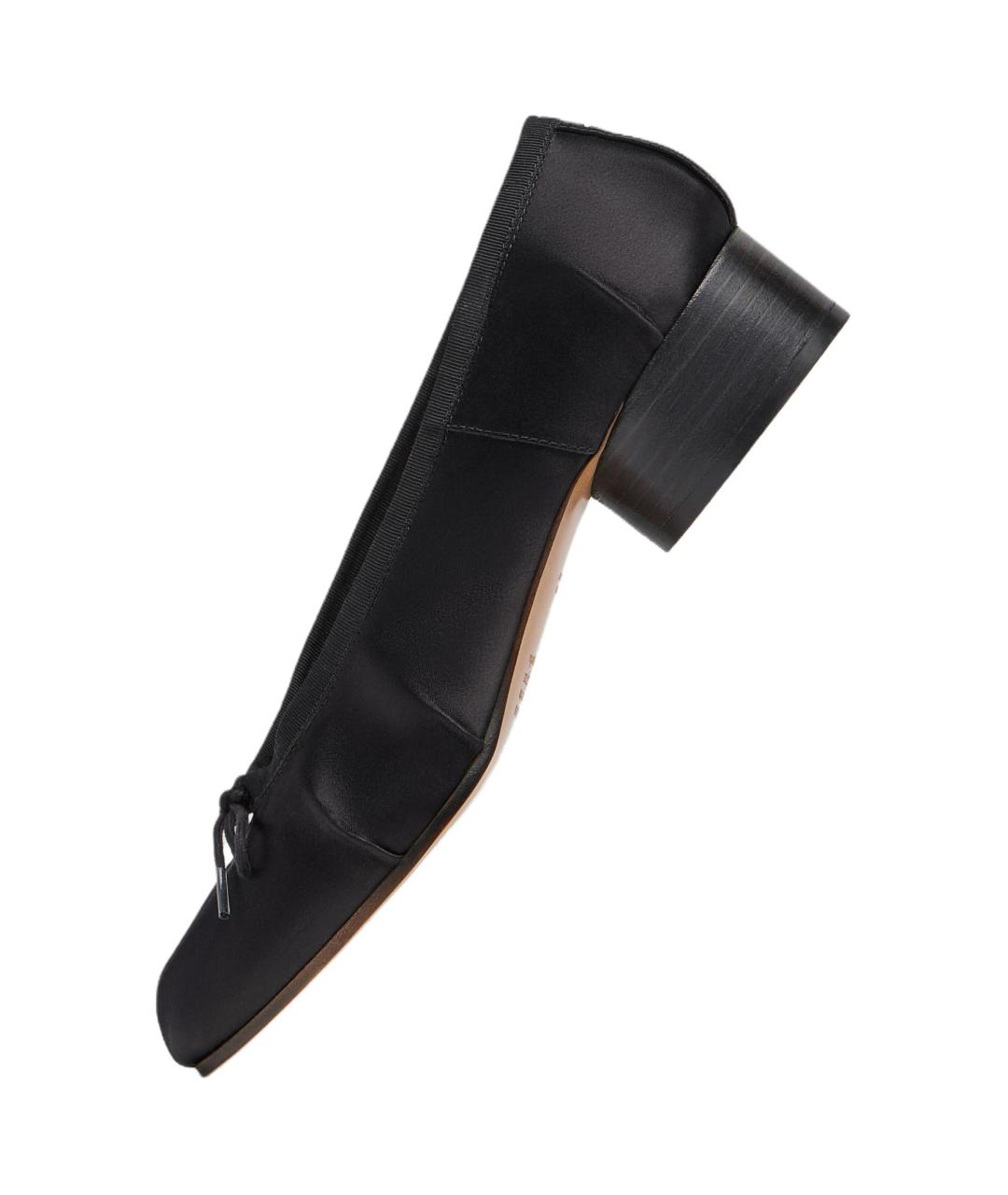 MAISON MARGIELA Черные текстильные лодочки на низком каблуке, фото 3