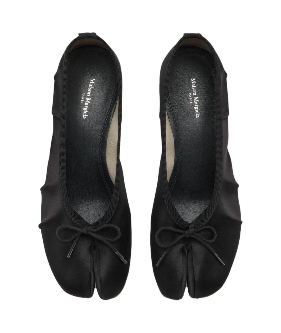 MAISON MARGIELA Черные текстильные лодочки на низком каблуке, фото 5