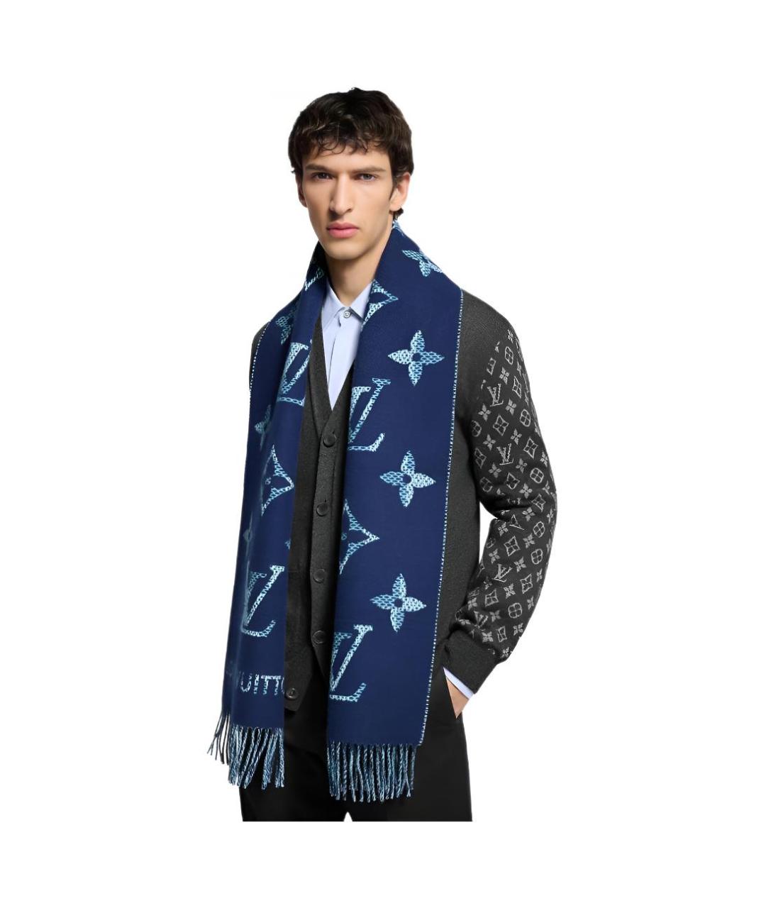 LOUIS VUITTON Синий шарф, фото 3