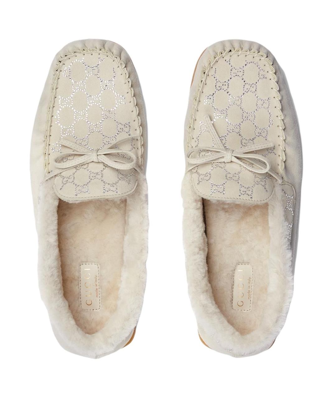 GUCCI Белые замшевые лоферы, фото 3