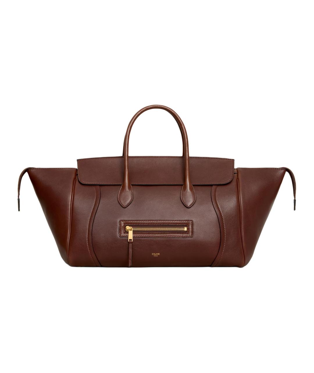 CELINE Коричневая кожаная сумка через плечо, фото 1