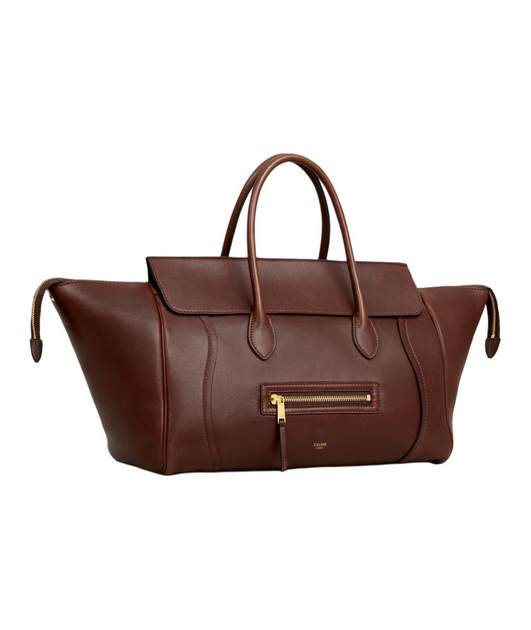 CELINE Коричневая кожаная сумка через плечо, фото 2