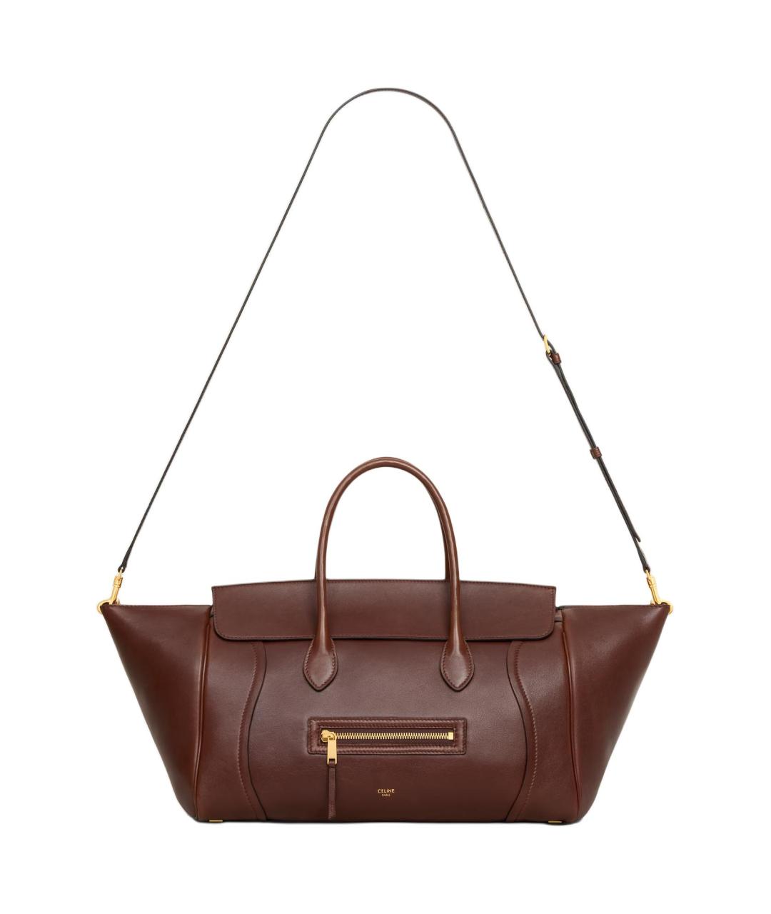 CELINE Коричневая кожаная сумка через плечо, фото 4