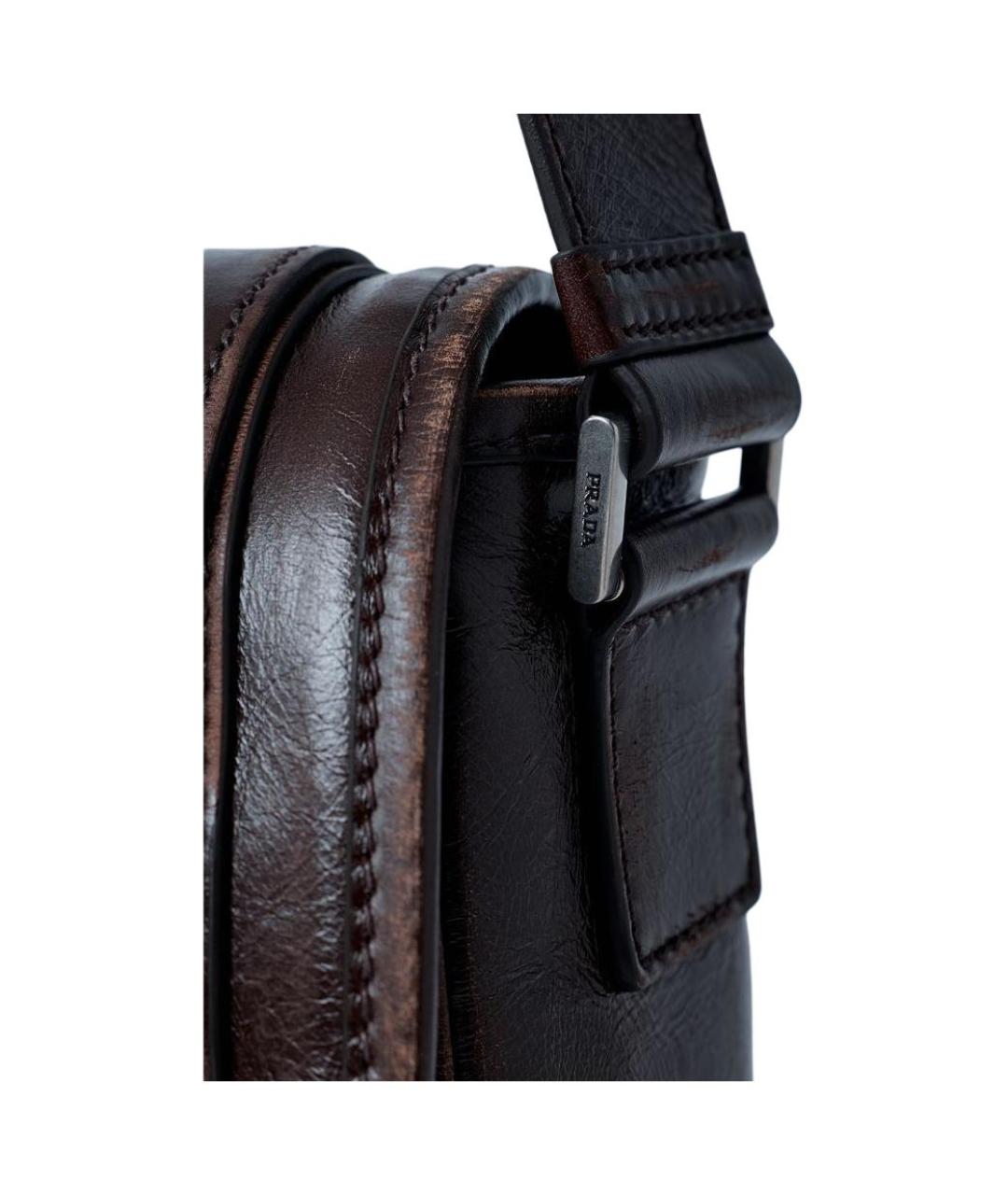 PRADA Коричневая кожаная сумка на плечо, фото 3