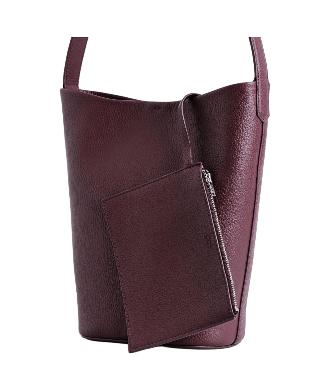 COS Бордовая кожаная сумка через плечо, фото 2