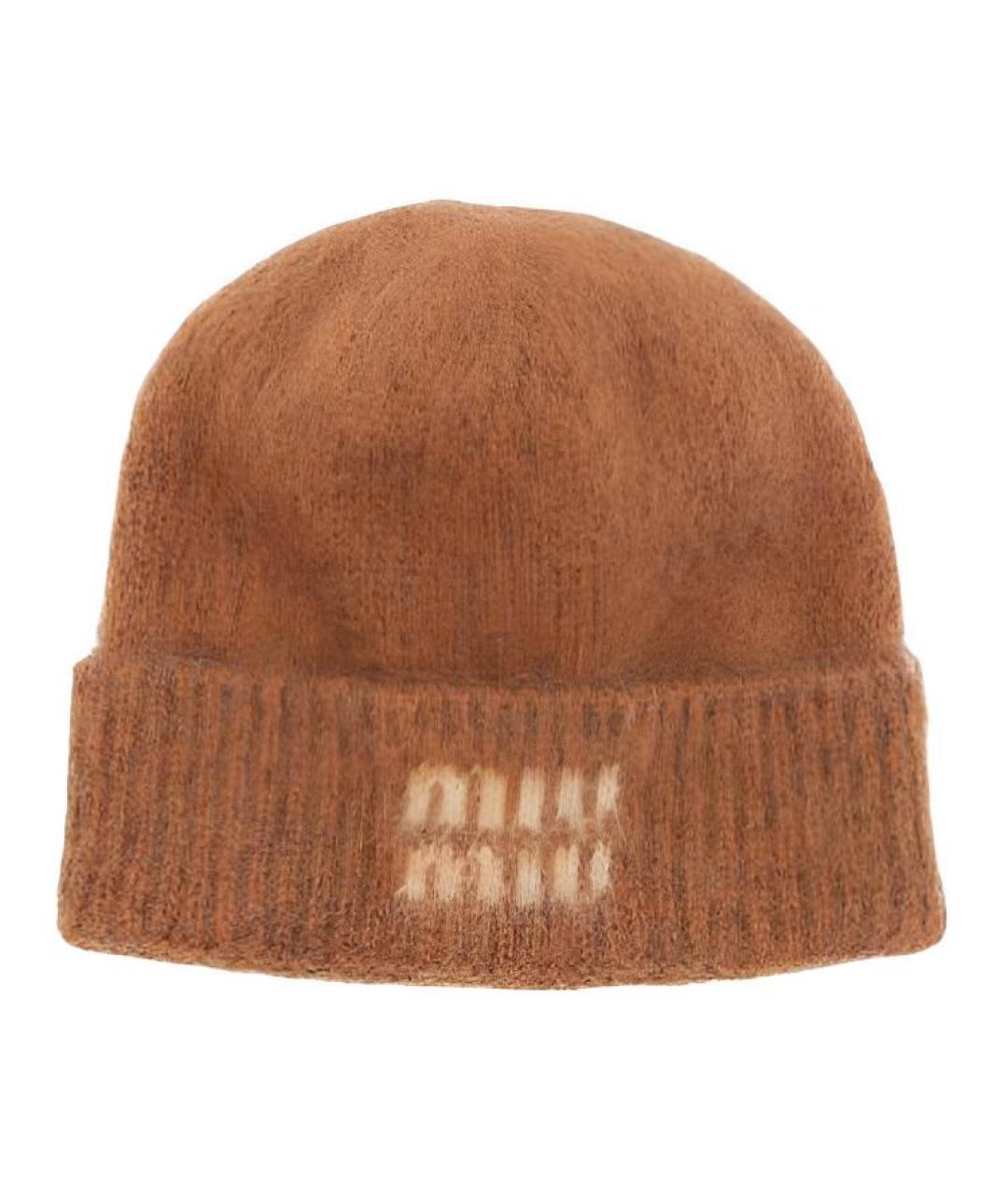MIU MIU Оранжевая шерстяная шапка, фото 1