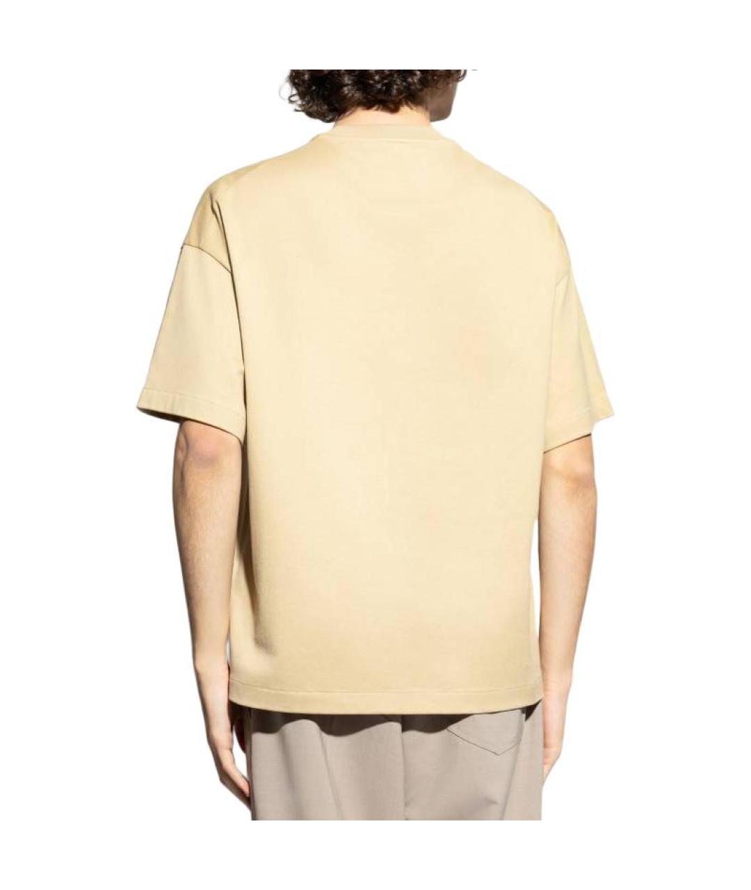 JIL SANDER Бежевая хлопковая футболка, фото 4