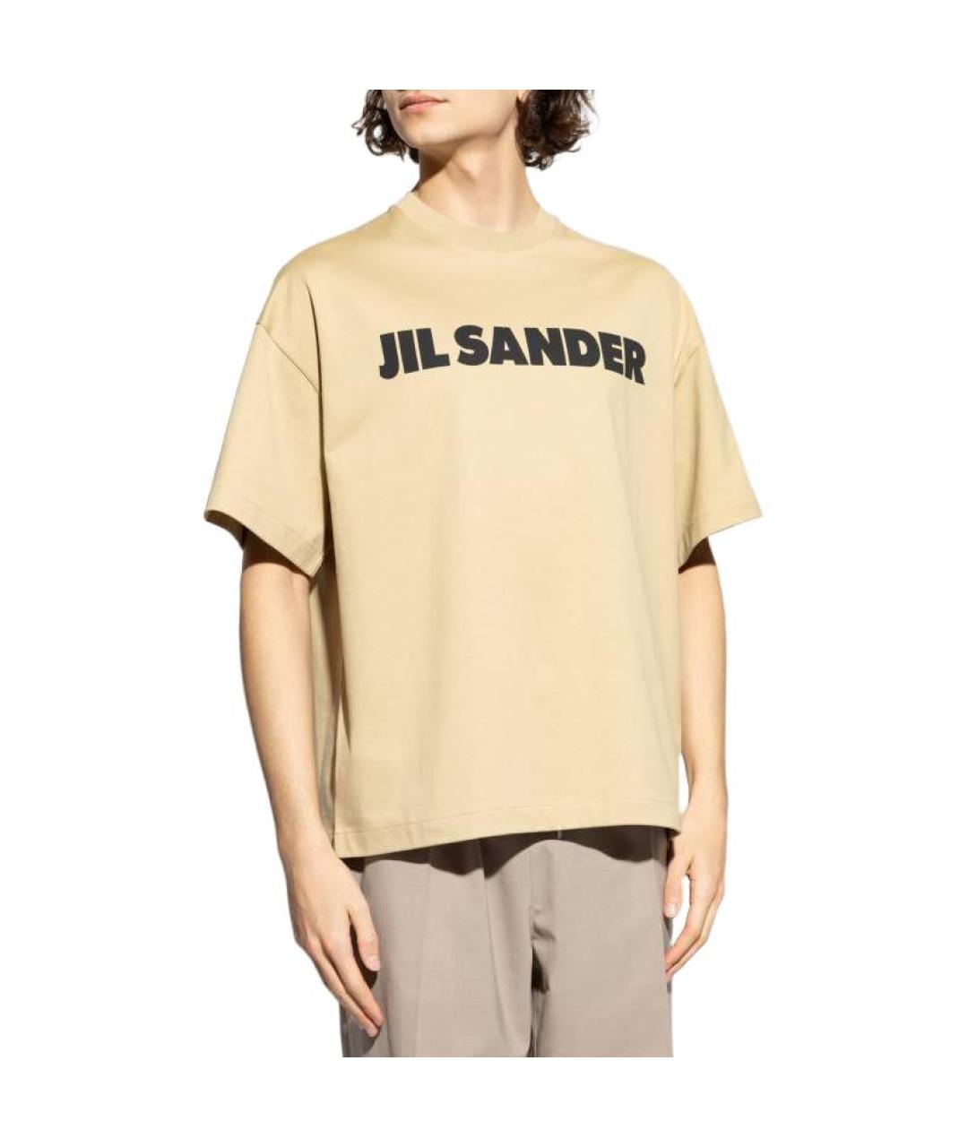 JIL SANDER Бежевая хлопковая футболка, фото 3