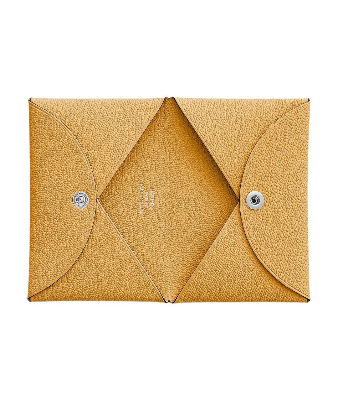 HERMES Желтый кожаный кардхолдер, фото 2