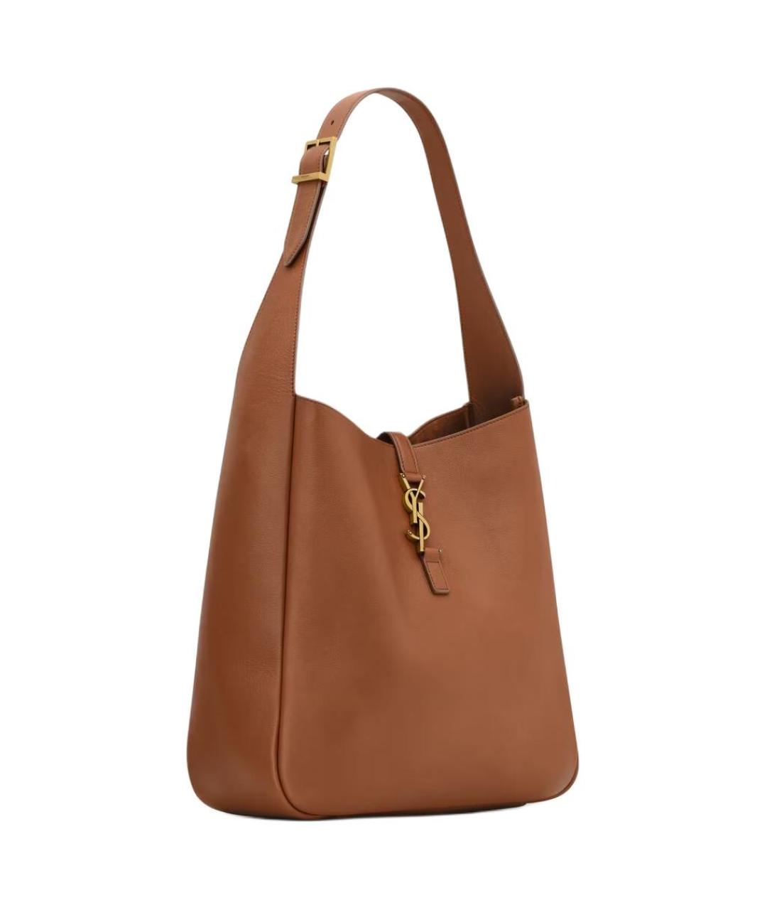 SAINT LAURENT Коричневая кожаная сумка через плечо, фото 2