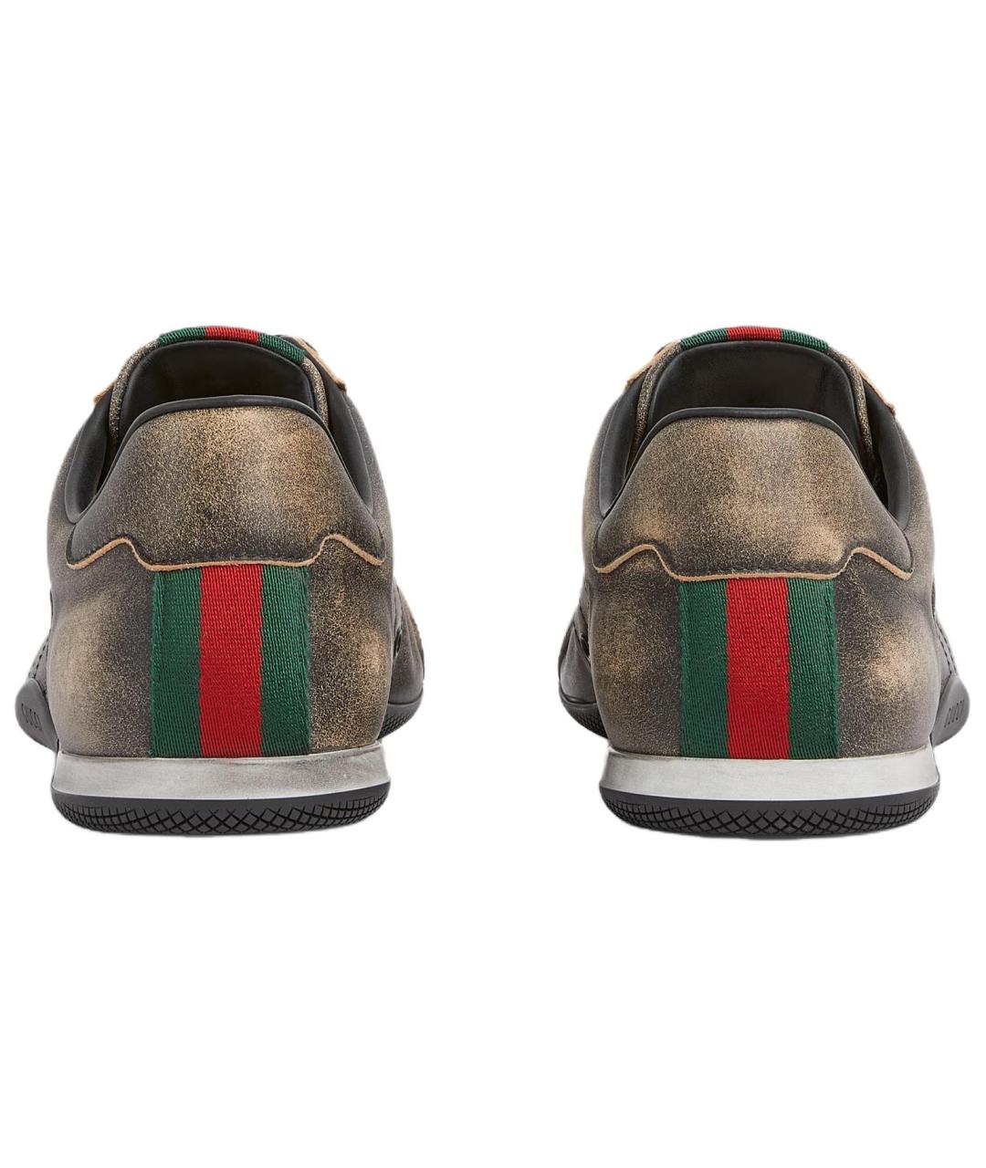 GUCCI Коричневые кожаные низкие кроссовки / кеды, фото 4