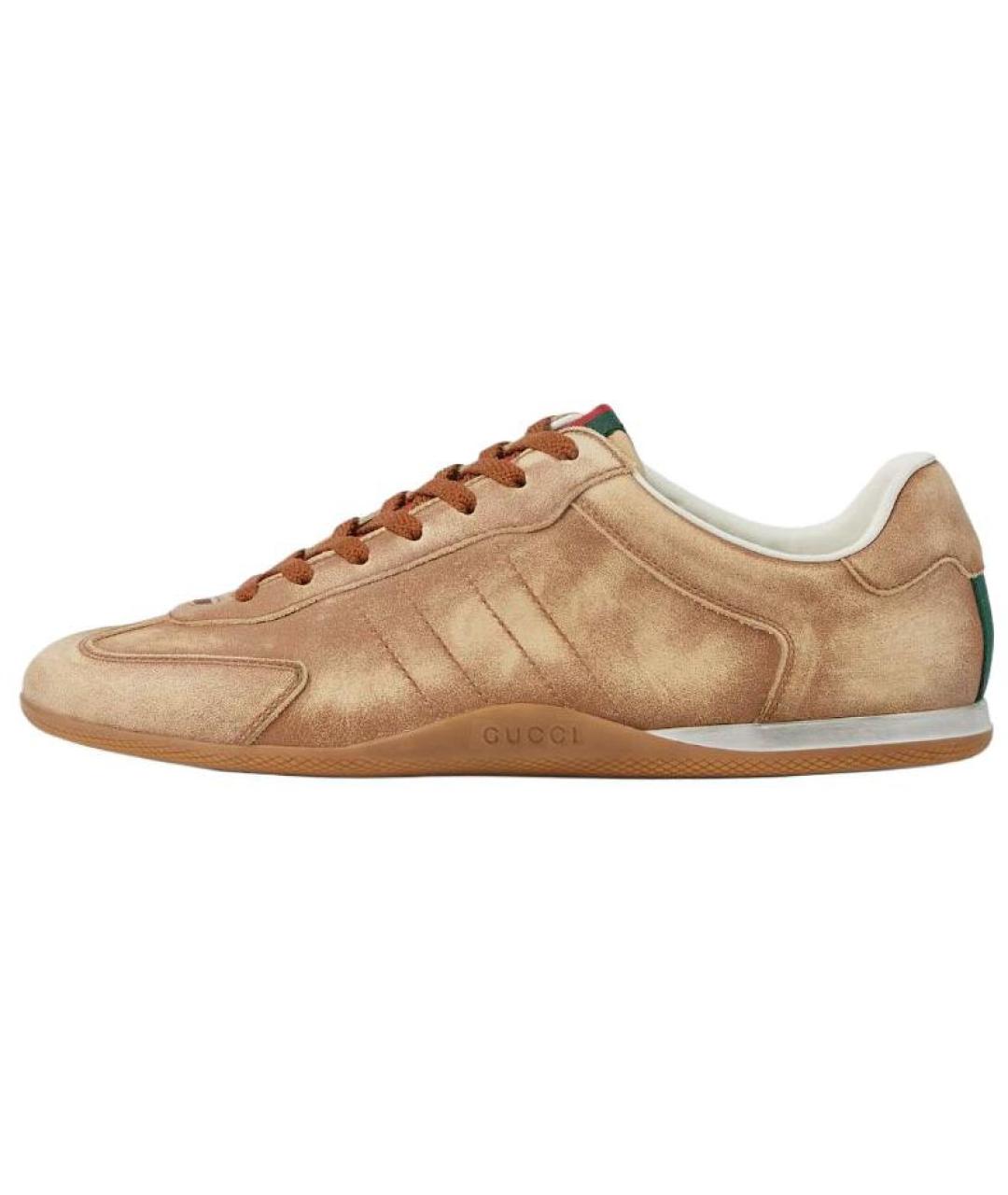GUCCI Бежевые кожаные низкие кроссовки / кеды, фото 2
