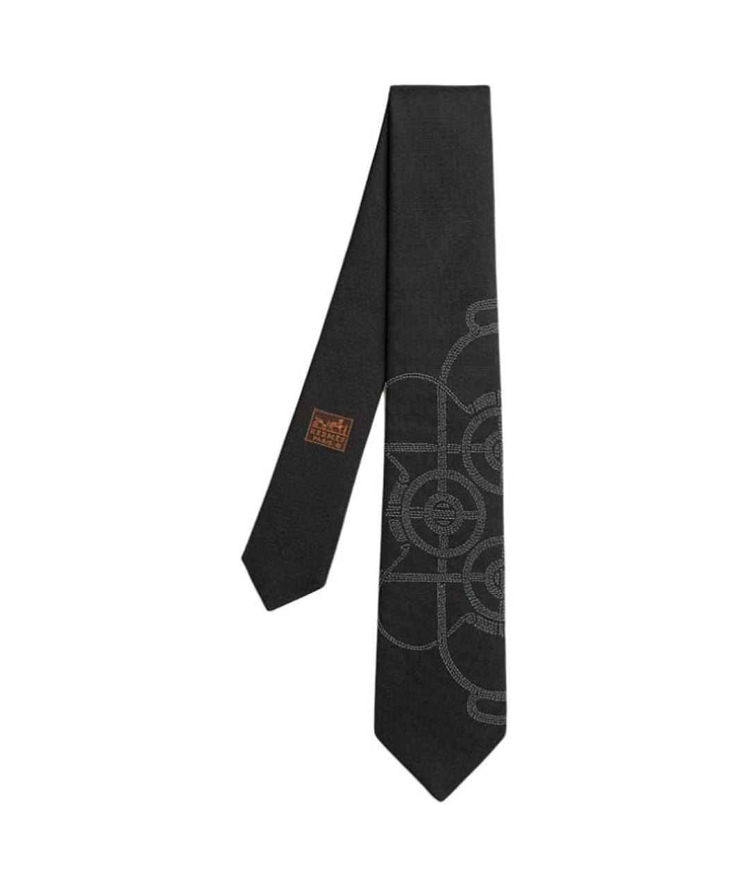 HERMES Черный галстук, фото 1
