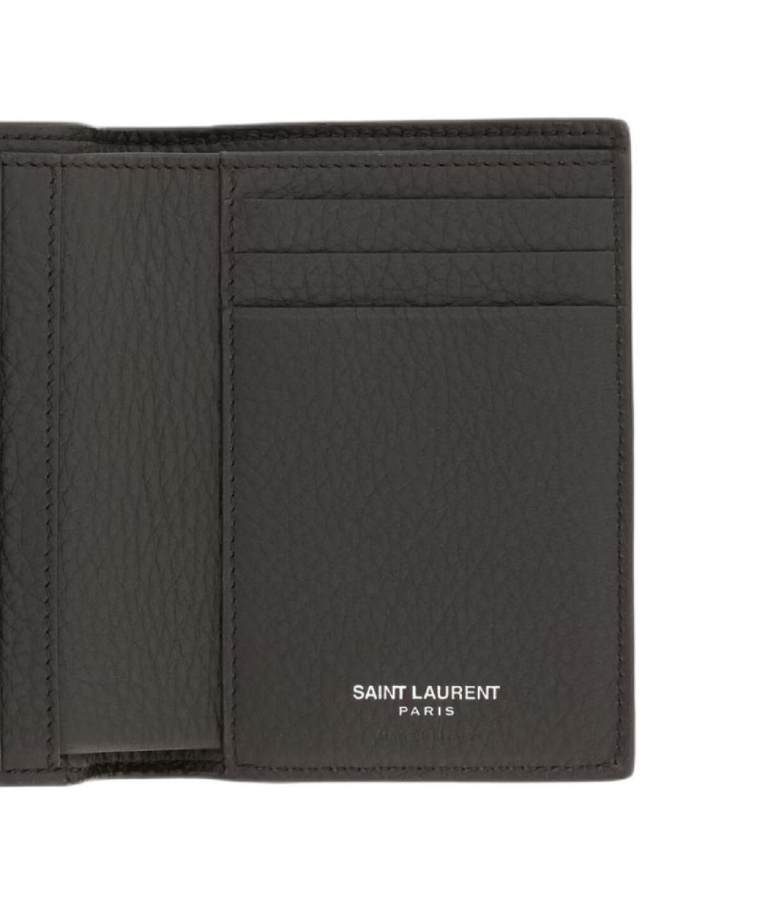 SAINT LAURENT Серый кожаный кошелек, фото 5