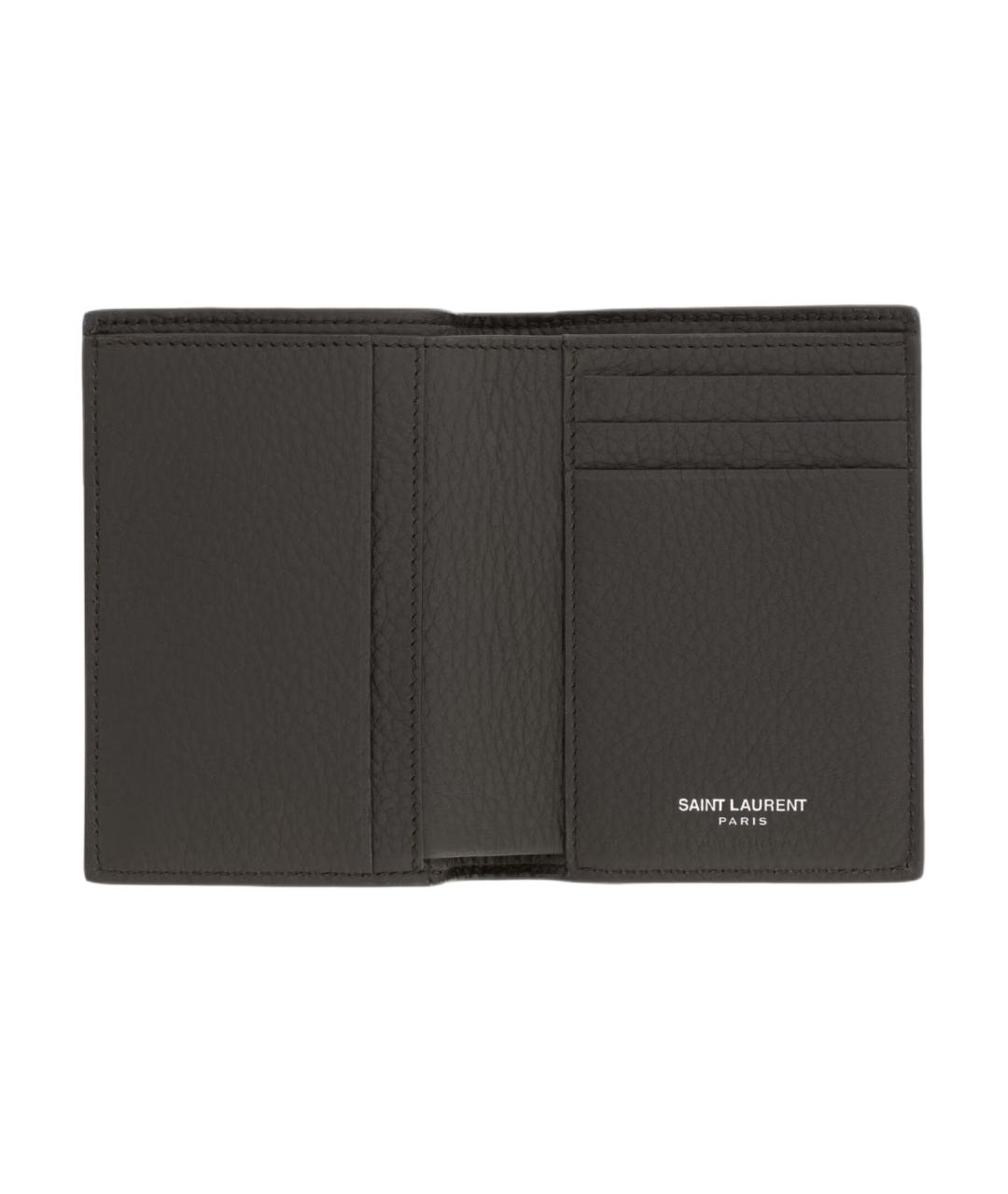 SAINT LAURENT Серый кожаный кошелек, фото 4