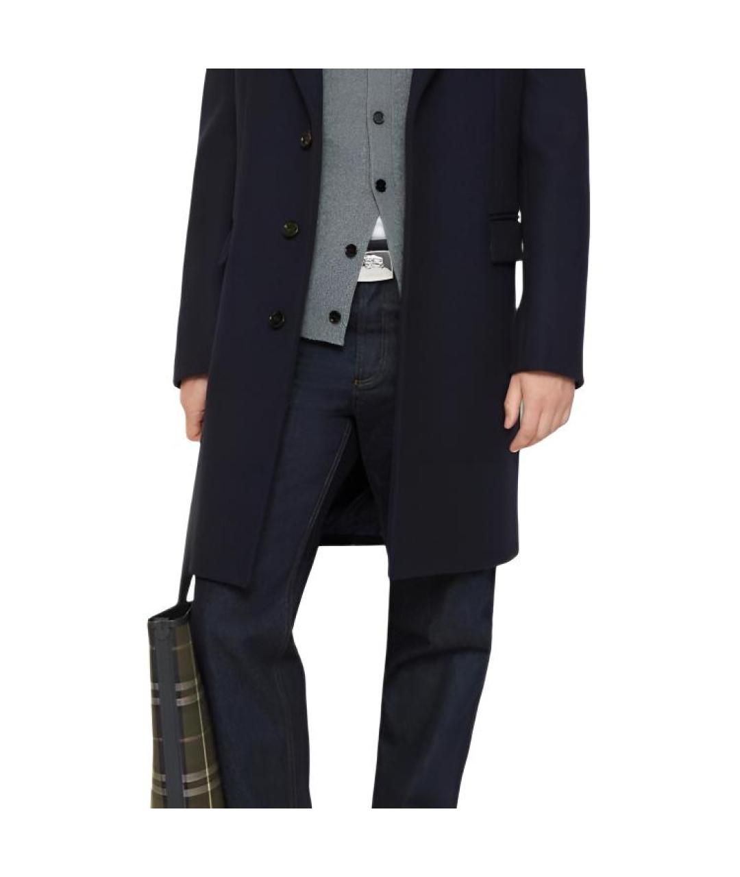 BURBERRY Темно-синее шерстяное пальто, фото 3