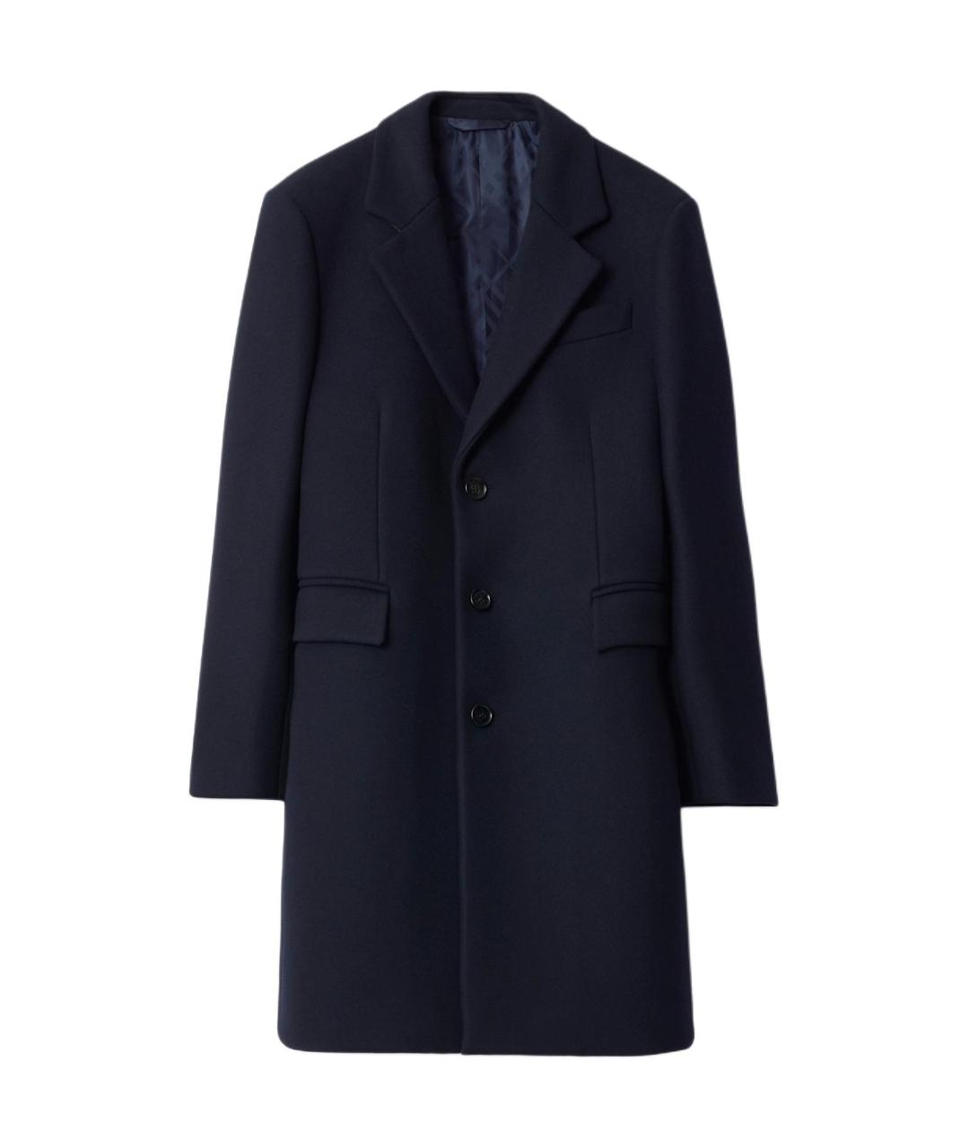 BURBERRY Темно-синее шерстяное пальто, фото 1