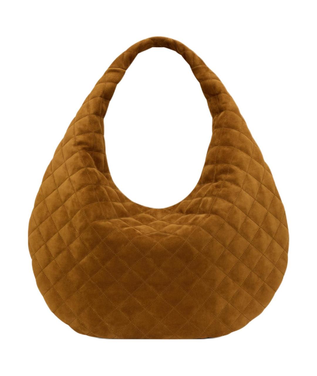 SAINT LAURENT Коричневая замшевая сумка тоут, фото 4