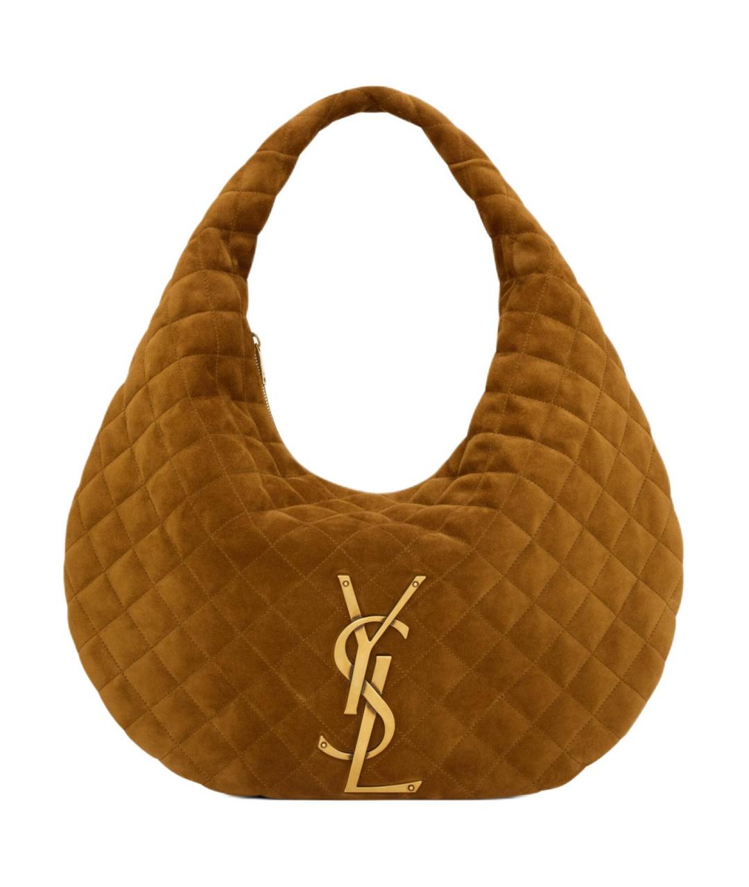 SAINT LAURENT Коричневая замшевая сумка тоут, фото 1