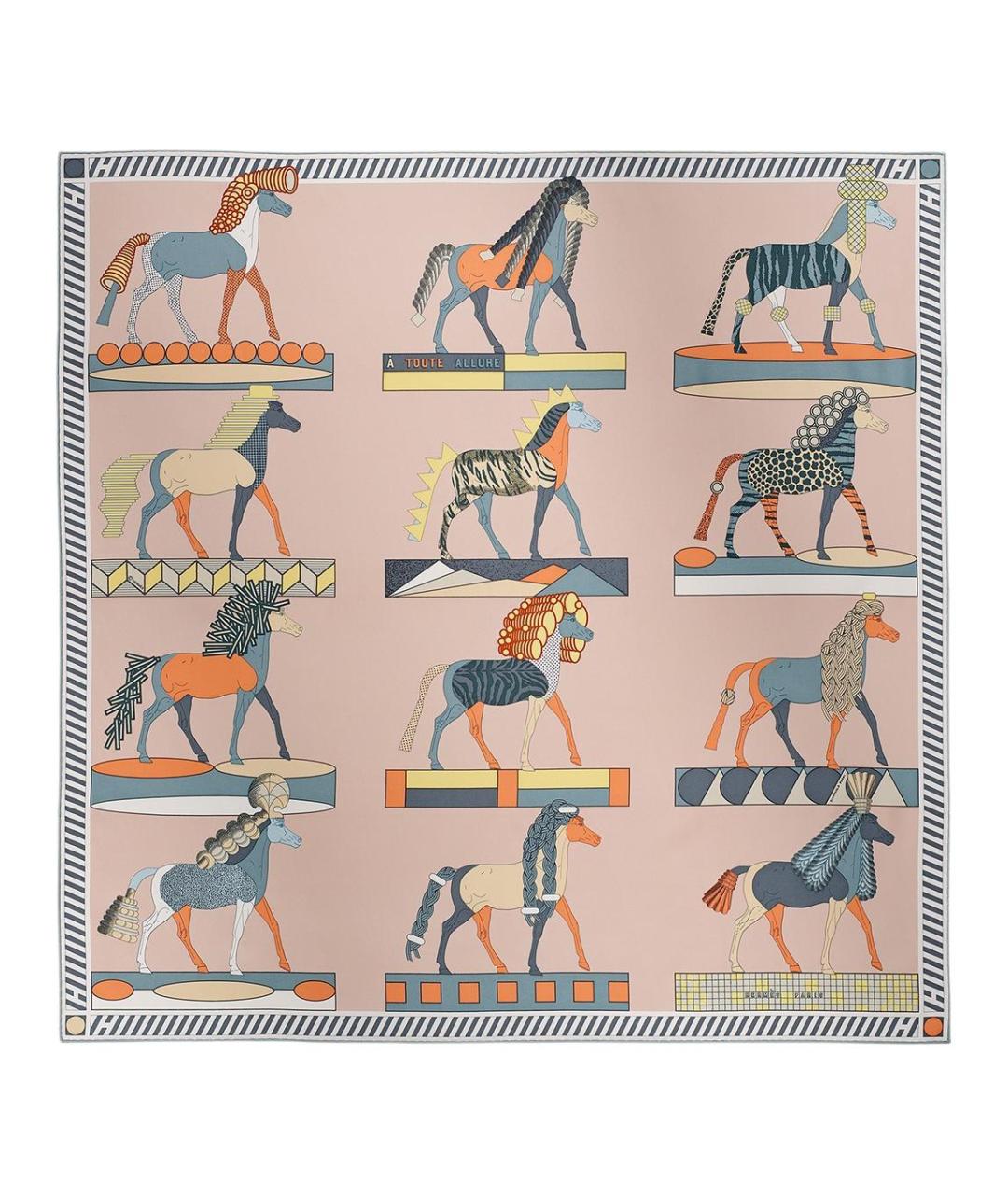 HERMES Мульти шелковый шарф, фото 1