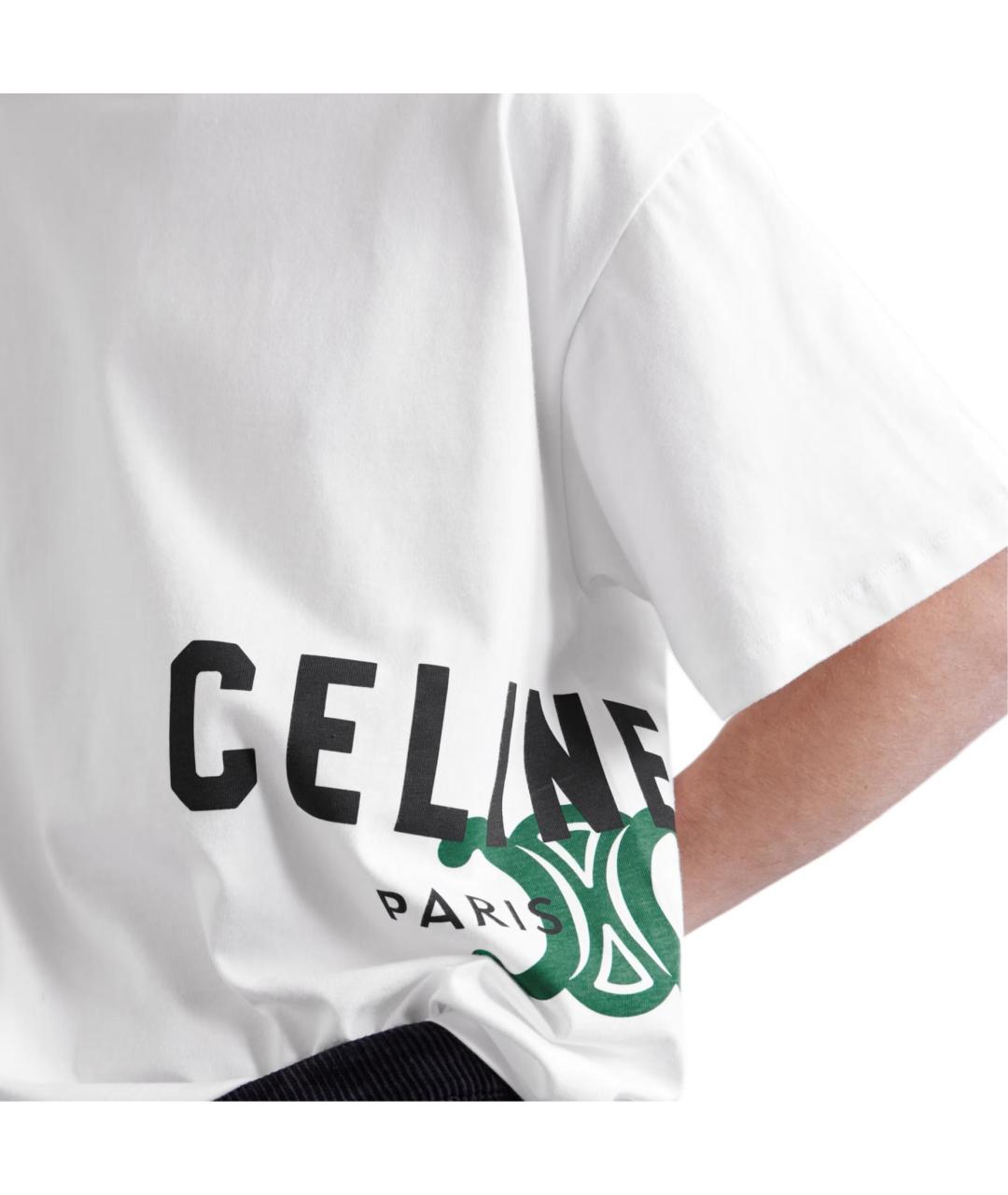 CELINE Белая хлопковая футболка, фото 5